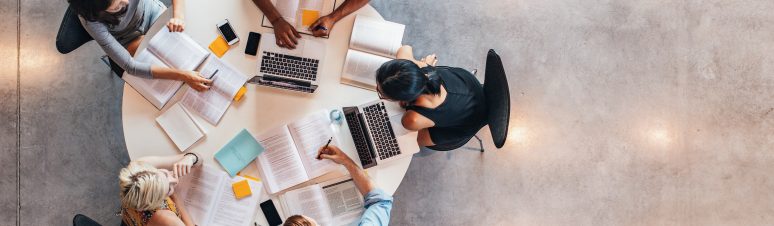 University students doing group study